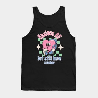 Anxious AF but still here - Retro Heart Mental Health Tank Top